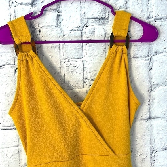 honey Yellow Crisscross Dress with Back Tie - Picture 2 of 9